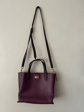 Coach C8561 Deep Berry Colorblock Pebbled Leather Willow Tote 24